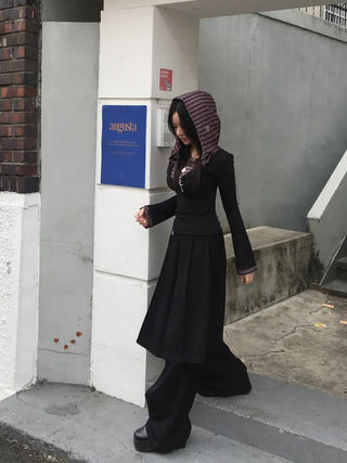 Layered Double Striped Long Sleeve Hoodie Daily Unique