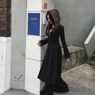Layered Double Striped Long Sleeve Hoodie Daily Unique