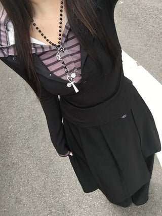 Layered Double Striped Long Sleeve Hoodie Daily Unique