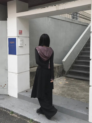 Layered Double Striped Long Sleeve Hoodie Daily Unique