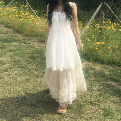 Floral Lace Bustier Layered Dress Sleeveless Mori Girl