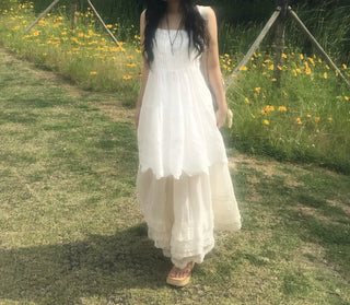 Floral Lace Bustier Layered Dress Sleeveless Mori Girl