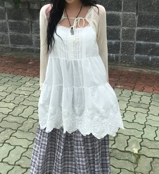 Floral Lace Bustier Layered Dress Sleeveless Mori Girl