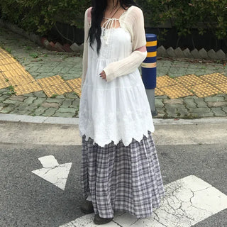 Floral Lace Bustier Layered Dress Sleeveless Mori Girl