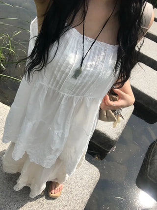 Floral Lace Bustier Layered Dress Sleeveless Mori Girl