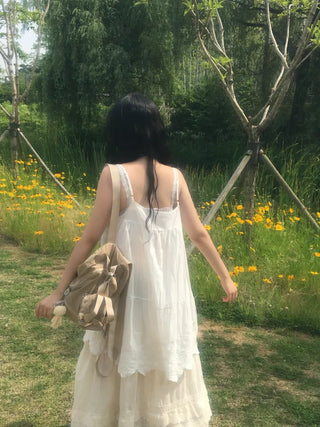 Floral Lace Bustier Layered Dress Sleeveless Mori Girl