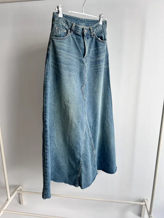 Synth Maxi Long Denim Skirt Filmed Layered Summer