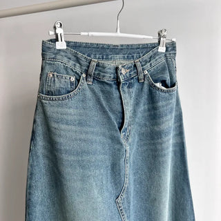 Synth Maxi Long Denim Skirt Filmed Layered Summer