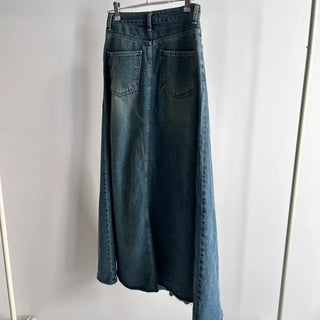 Synth Maxi Long Denim Skirt Filmed Layered Summer