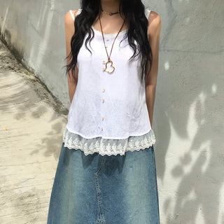 Synth Maxi Long Denim Skirt Filmed Layered Summer