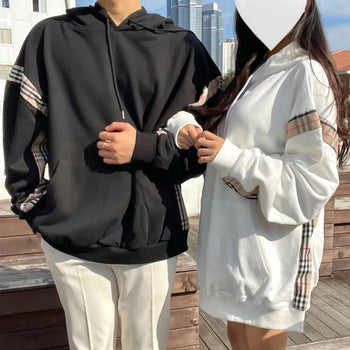 Burr Brown Check Color Block Unisex Hoodie