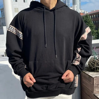 Burr Brown Check Color Block Unisex Hoodie