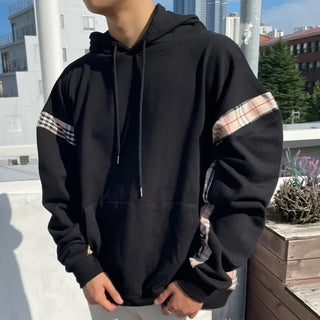 Burr Brown Check Color Block Unisex Hoodie