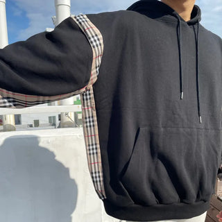 Burr Brown Check Color Block Unisex Hoodie