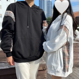 Burr Brown Check Color Block Unisex Hoodie