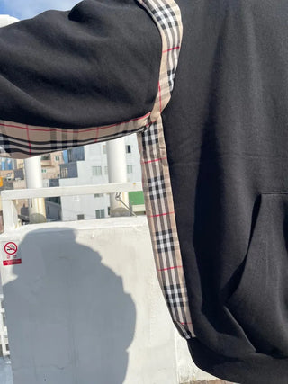 Burr Brown Check Color Block Unisex Hoodie
