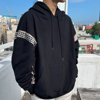 Burr Brown Check Color Block Unisex Hoodie