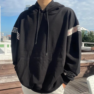 Burr Brown Check Color Block Unisex Hoodie