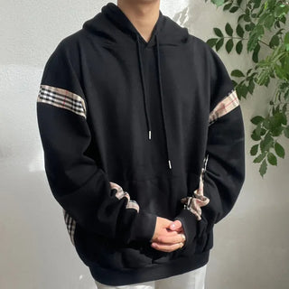 Burr Brown Check Color Block Unisex Hoodie