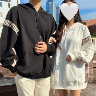 Burr Brown Check Color Block Unisex Hoodie