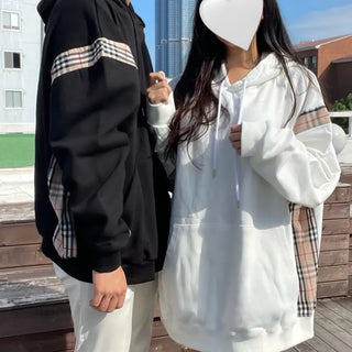 Burr Brown Check Color Block Unisex Hoodie