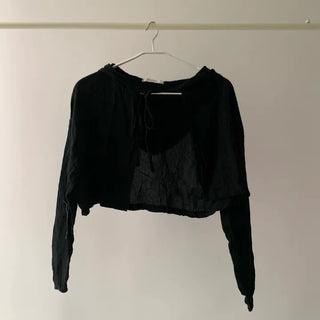 Bear Hood Summer Cardigan Salanta See-through Hooded Crop