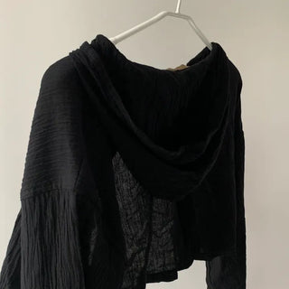 Bear Hood Summer Cardigan Salanta See-through Hooded Crop