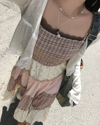 Cookie Lace Cardigan Button Transitional Season Look Flower