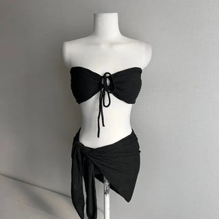 Ring Halter Cover-up Skirt Bikini Set Pool Party