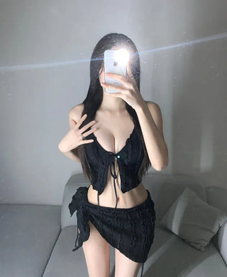 Yomi Frill Butterfly Sleeveless Bikini Cover-up Set Hotel