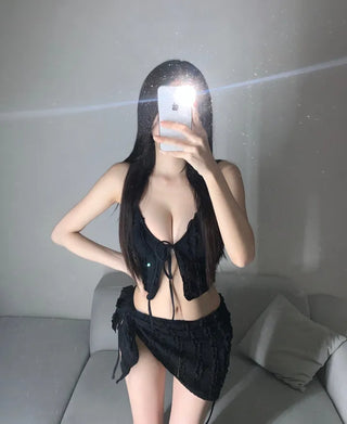 Yomi Frill Butterfly Sleeveless Bikini Cover-up Set Hotel