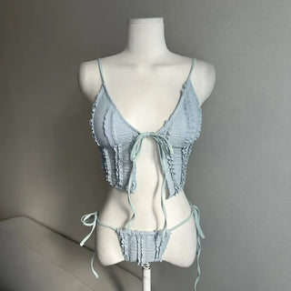 Yomi Frill Butterfly Sleeveless Bikini Cover-up Set Hotel