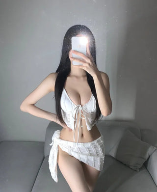 Yomi Frill Butterfly Sleeveless Bikini Cover-up Set Hotel