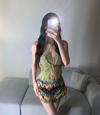 Ethnic Mood Strap Butterfly Bikini Two-Piece Set Hippie
