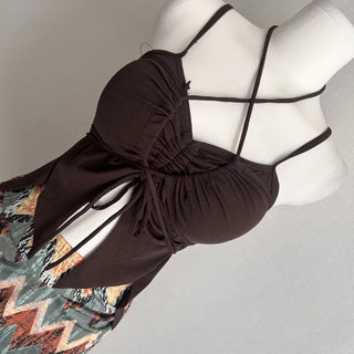 Ethnic Mood Strap Butterfly Bikini Two-Piece Set Hippie