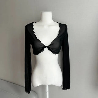 See-through Twist Bikini Cover-up Yoga Pilates Cardigan Summer