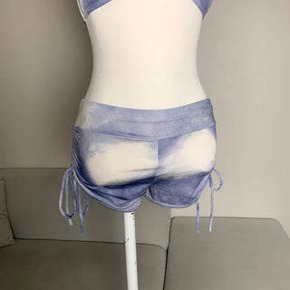 Cover-up Bikini Piece Set Off-shoulder Knit See-through Swimwear