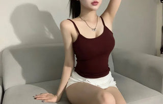 Stretchy Cup Sleeveless Tank Top Strap with Built-in