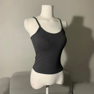 Stretchy Cup Sleeveless Tank Top Strap with Built-in