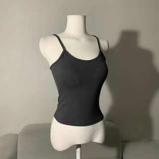 Stretchy Cup Sleeveless Tank Top Strap with Built-in
