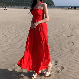 Long Shirred Strap Top Dress Resort Southeast Asia