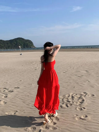 Long Shirred Strap Top Dress Resort Southeast Asia