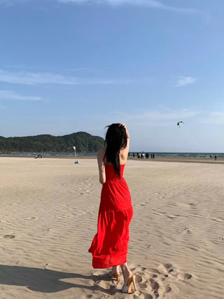 Long Shirred Strap Top Dress Resort Southeast Asia