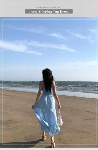 Long Shirred Strap Top Dress Resort Southeast Asia