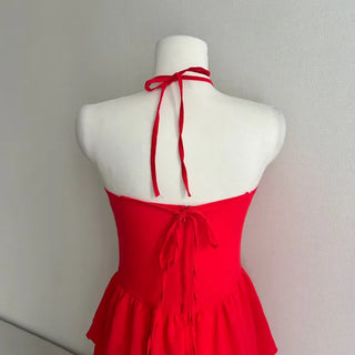 Corset Eyelet Smocked Tiered Shirred Dress Ribbon Mini