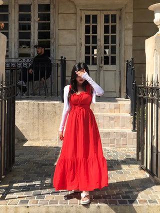 Goddess Long Sleeveless Smoked Banding Ribbon Dress Shirred