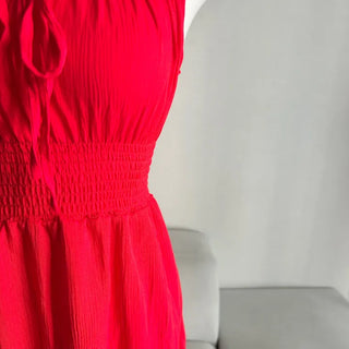 Goddess Long Sleeveless Smoked Banding Ribbon Dress Shirred