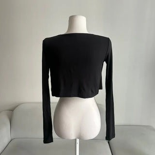 Stretchy Crop Long Sleeve Cardigan Transitional Season Summer
