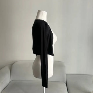 Stretchy Crop Long Sleeve Cardigan Transitional Season Summer
