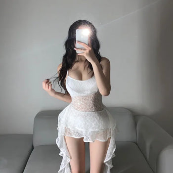 Lace Goddess Frill Wing Monokini Bikini Set Cover-up
